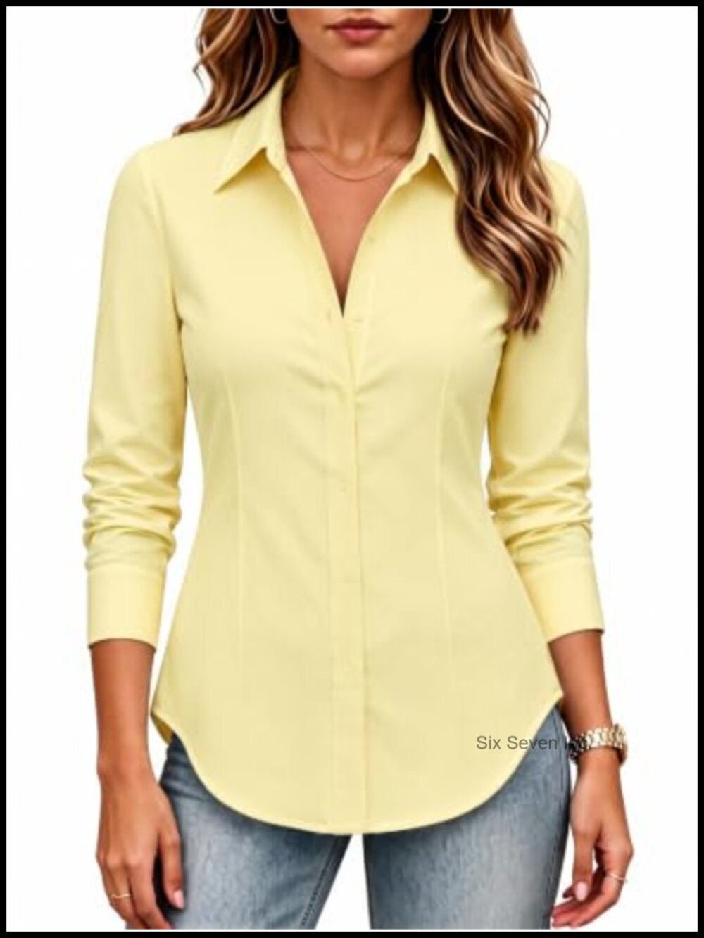 100% Cotton Button Down Shirt Long Sleeve Classic Fit Work Blouse
